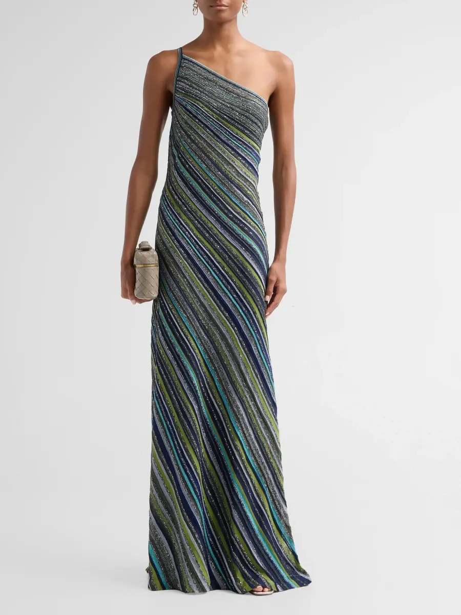 Missoni Women's Chevron Stripe One-Shoulder Maxi Dress | Thumbnail 2 Missoni Women's Chevron Stripe One-Shoulder Maxi Dress | Thumbnail 2