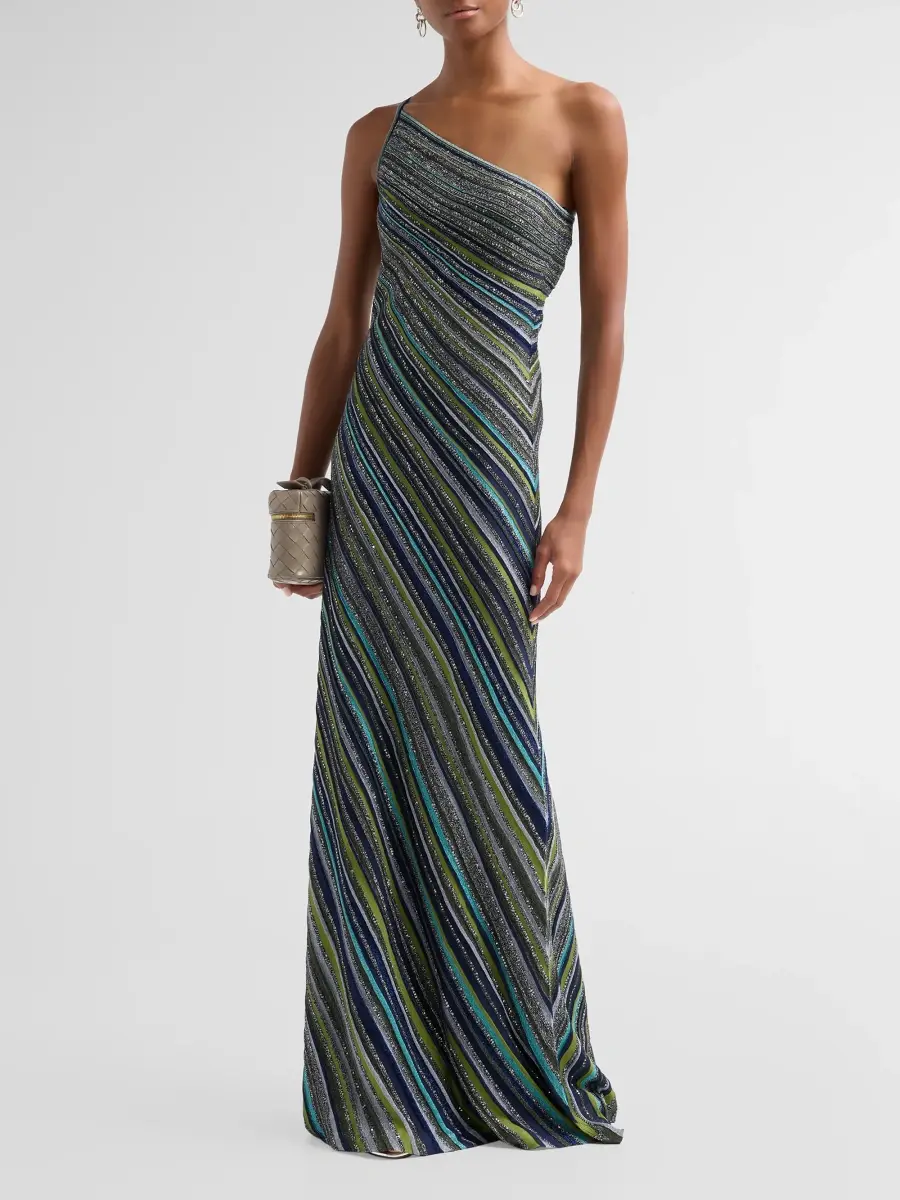 Missoni Women's Chevron Stripe One-Shoulder Maxi Dress | Thumbnail 4 Missoni Women's Chevron Stripe One-Shoulder Maxi Dress | Thumbnail 4