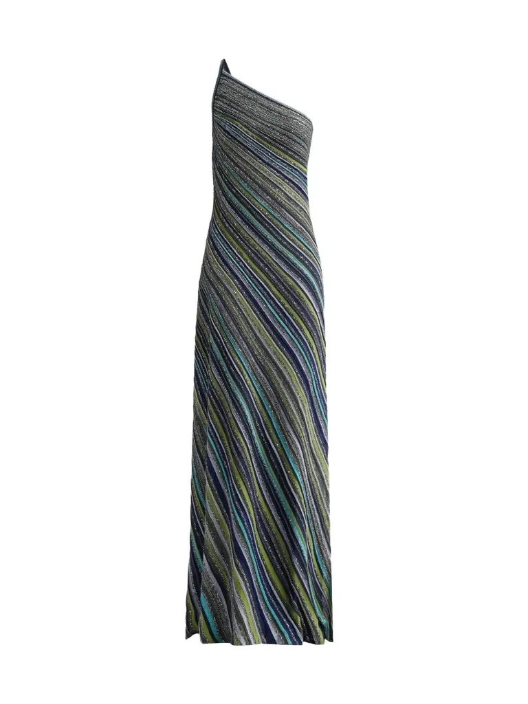 Missoni Women's Chevron Stripe One-Shoulder Maxi Dress