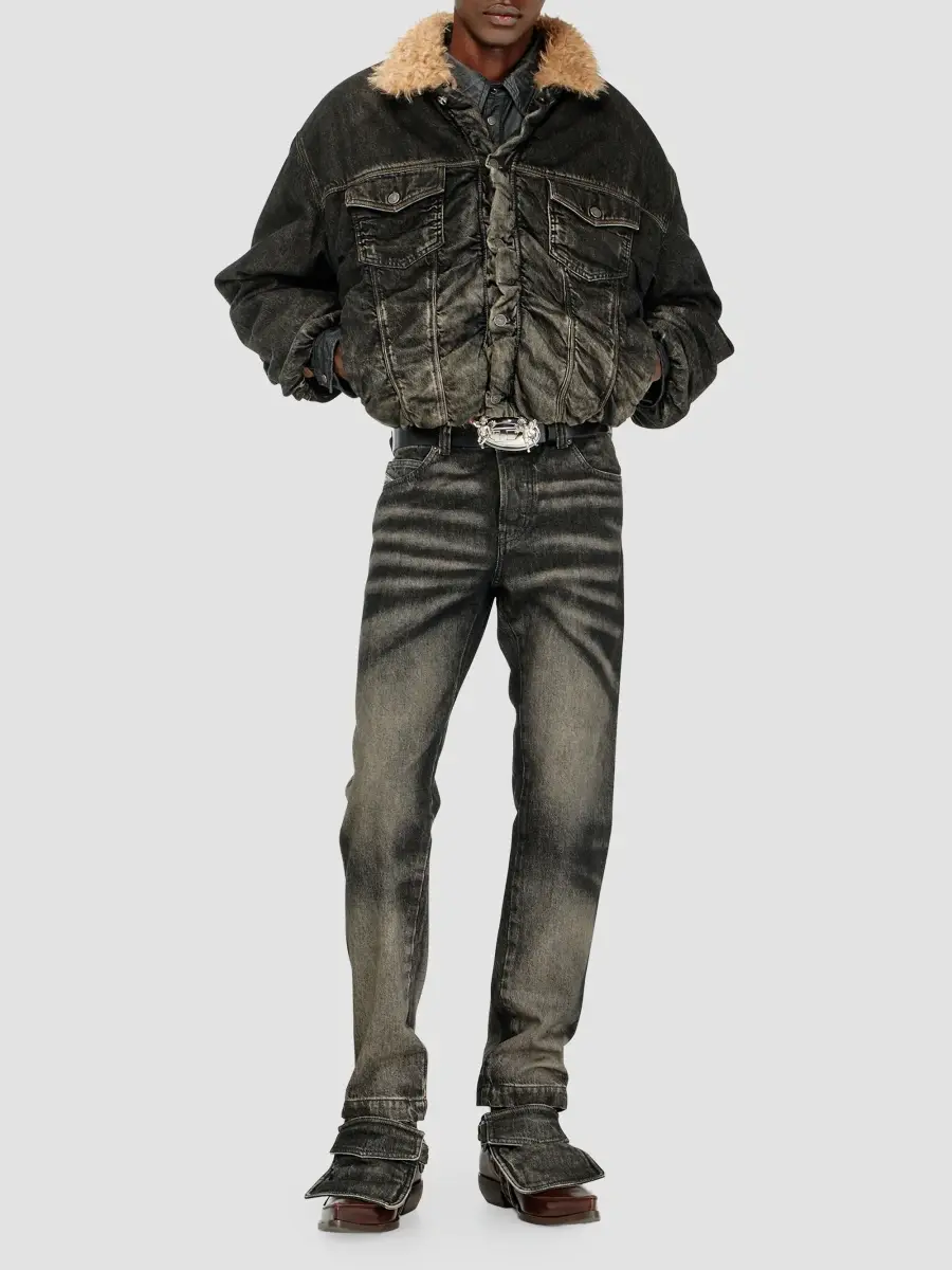 Diesel Men's Curly Faux-Fur Collar Denim Jacket | Thumbnail 2 Diesel Men's Curly Faux-Fur Collar Denim Jacket | Thumbnail 2