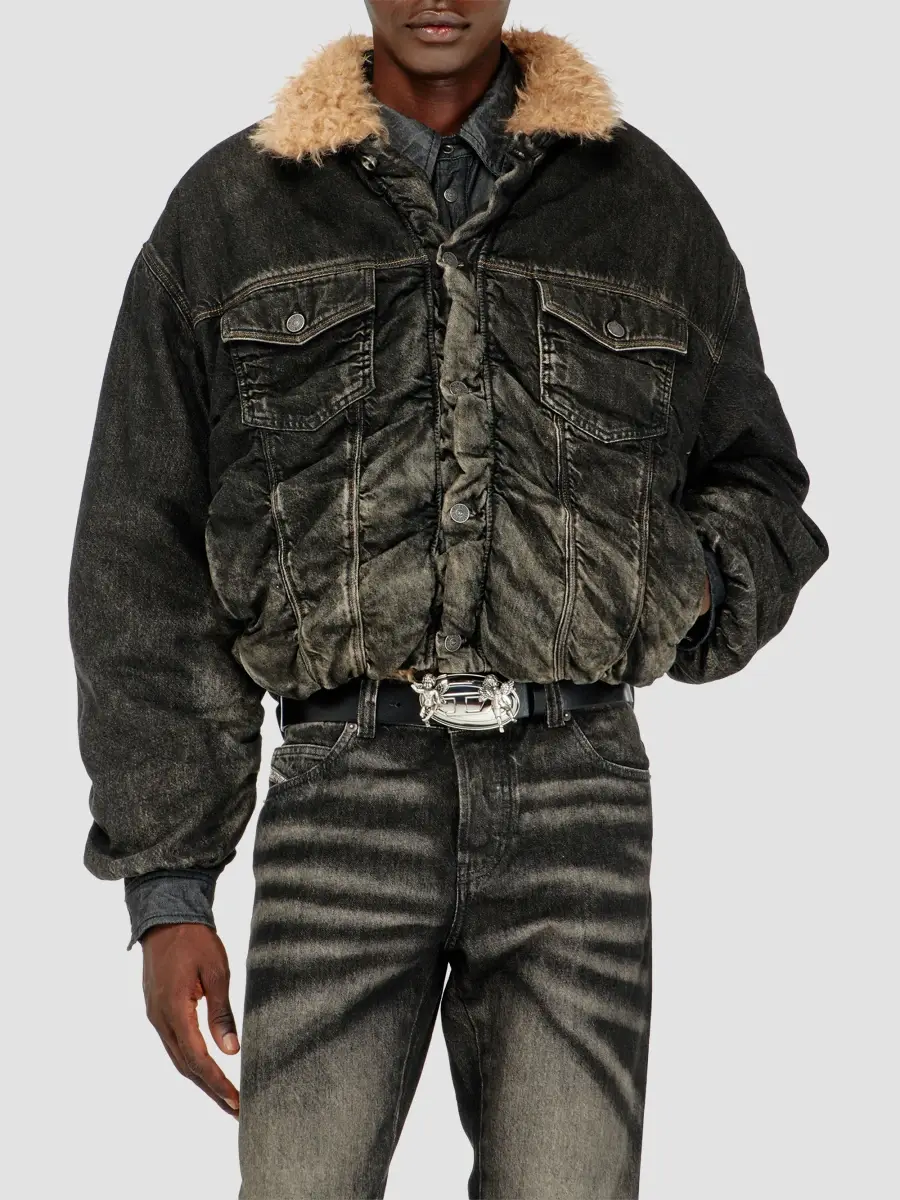 Diesel Men's Curly Faux-Fur Collar Denim Jacket | Thumbnail 4 Diesel Men's Curly Faux-Fur Collar Denim Jacket | Thumbnail 4