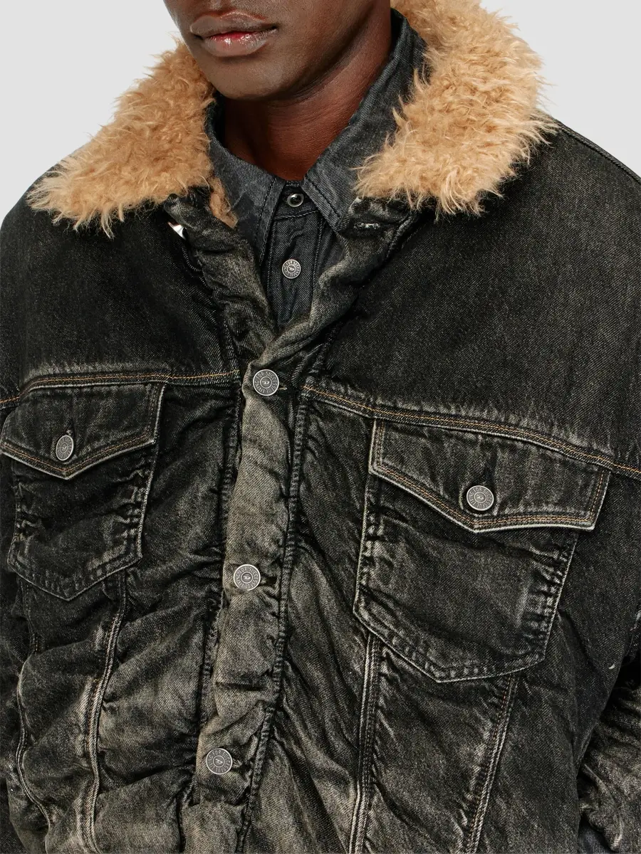 Diesel Men's Curly Faux-Fur Collar Denim Jacket | Thumbnail 5 Diesel Men's Curly Faux-Fur Collar Denim Jacket | Thumbnail 5