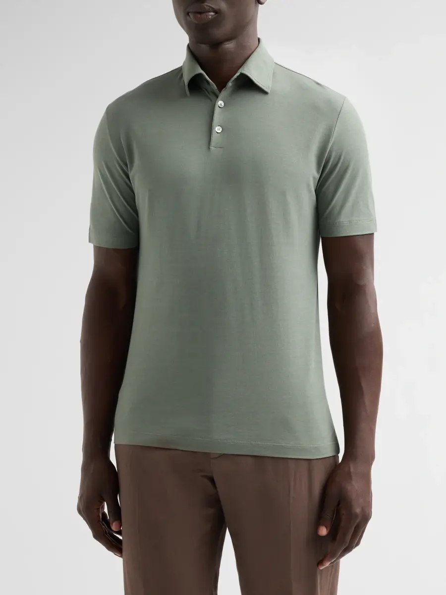 Slowear Men's Ice Short-Sleeve Cotton Polo Shirt | Thumbnail 4 Slowear Men's Ice Short-Sleeve Cotton Polo Shirt | Thumbnail 4
