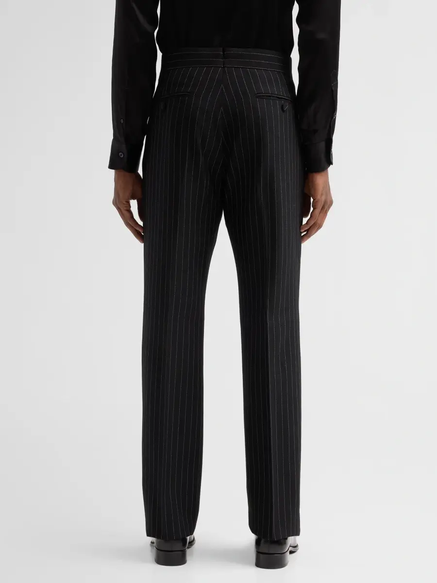 Tom Ford Men's Sharp Pinstriped Wool Twill Trousers | Thumbnail 3 Tom Ford Men's Sharp Pinstriped Wool Twill Trousers | Thumbnail 3