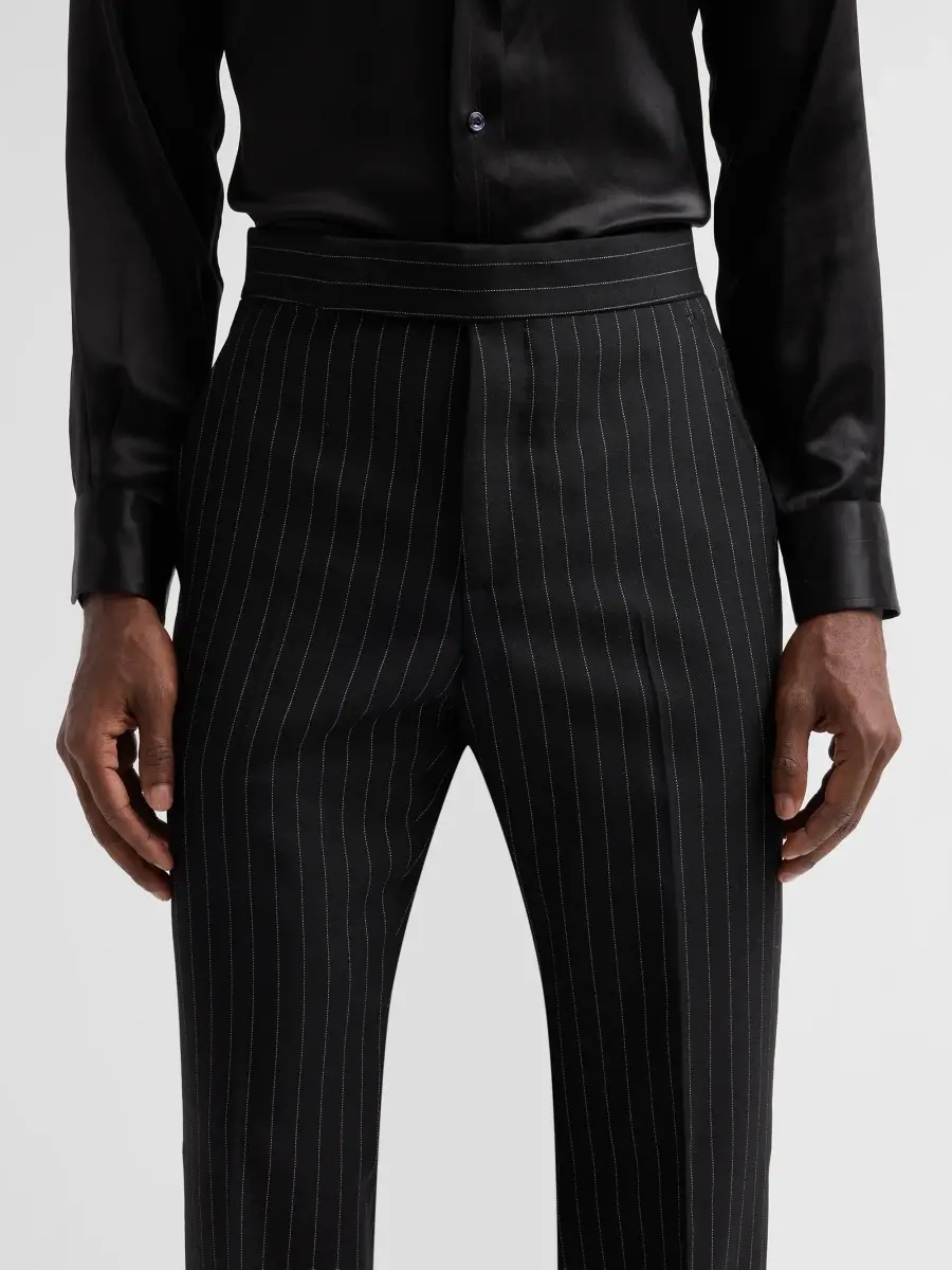 Tom Ford Men's Sharp Pinstriped Wool Twill Trousers | Thumbnail 5 Tom Ford Men's Sharp Pinstriped Wool Twill Trousers | Thumbnail 5