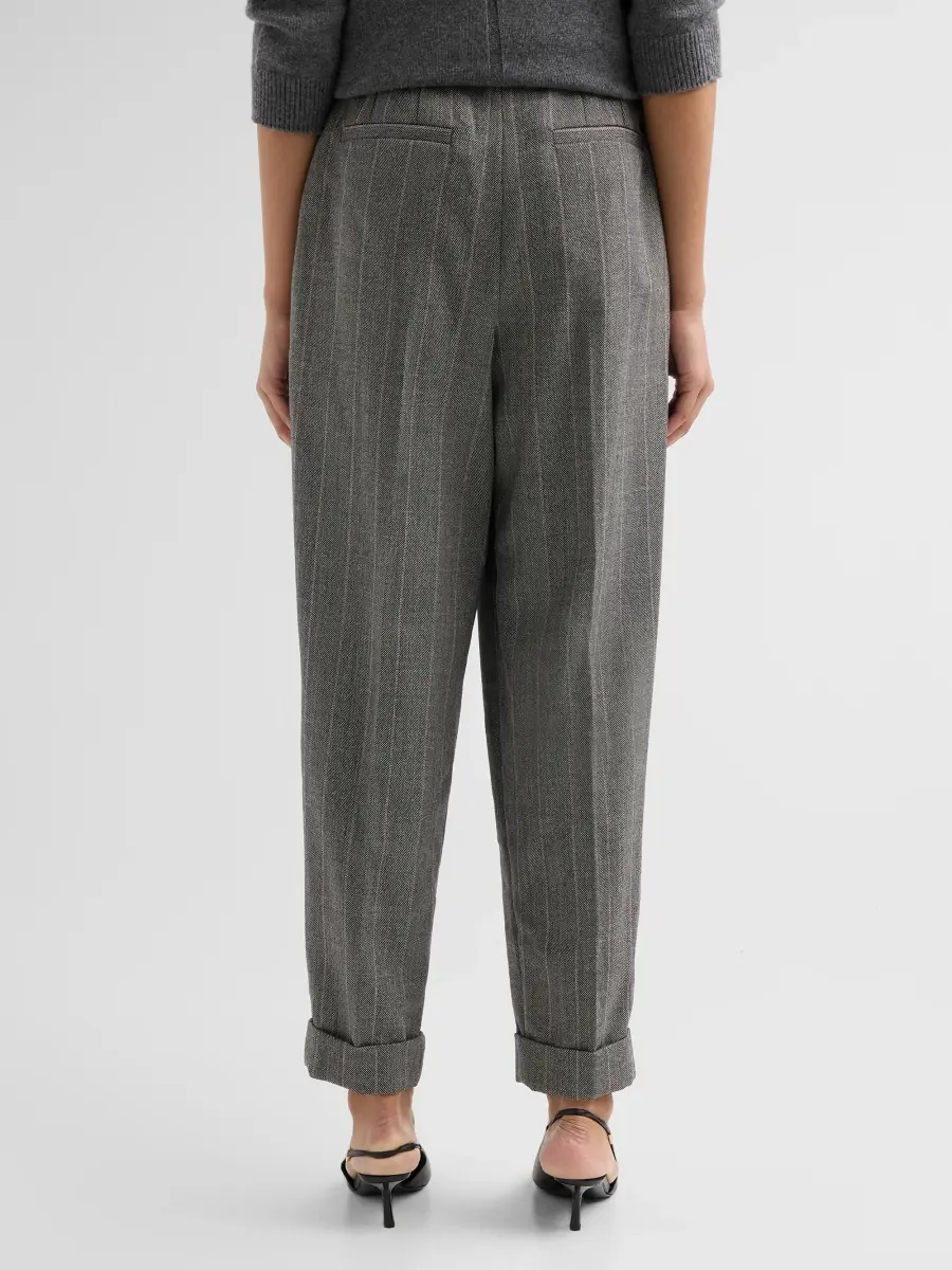 Dolce & Gabbana Women's Pinstripe Wool Tapered Trousers | Thumbnail 3
