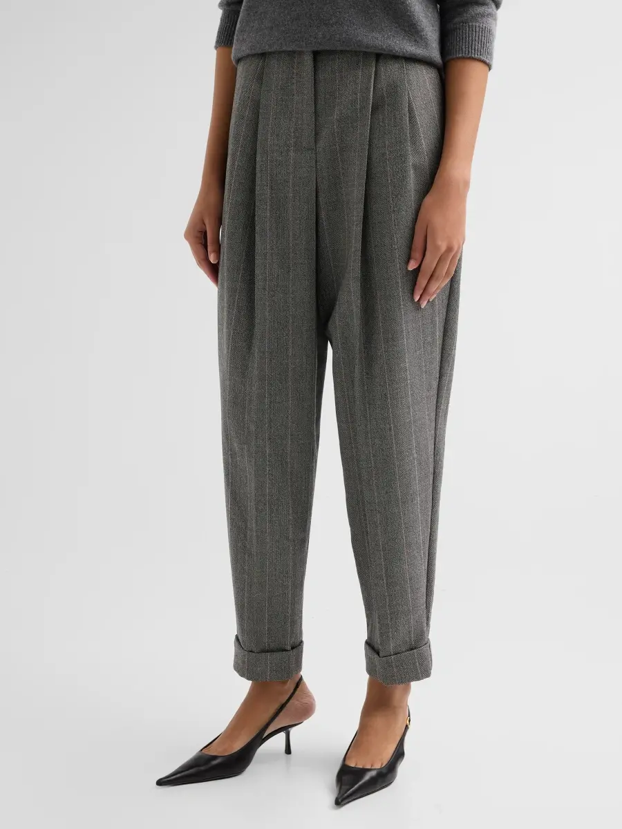 Dolce & Gabbana Women's Pinstripe Wool Tapered Trousers | Thumbnail 4