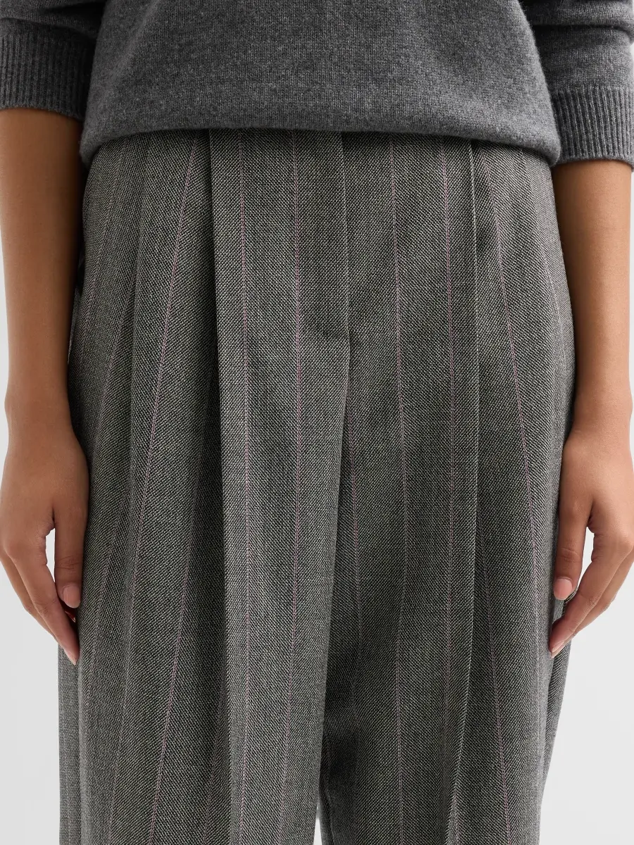 Dolce & Gabbana Women's Pinstripe Wool Tapered Trousers | Thumbnail 5