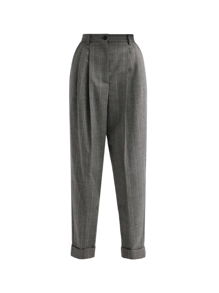 Women's Pinstripe Wool Tapered Trousers