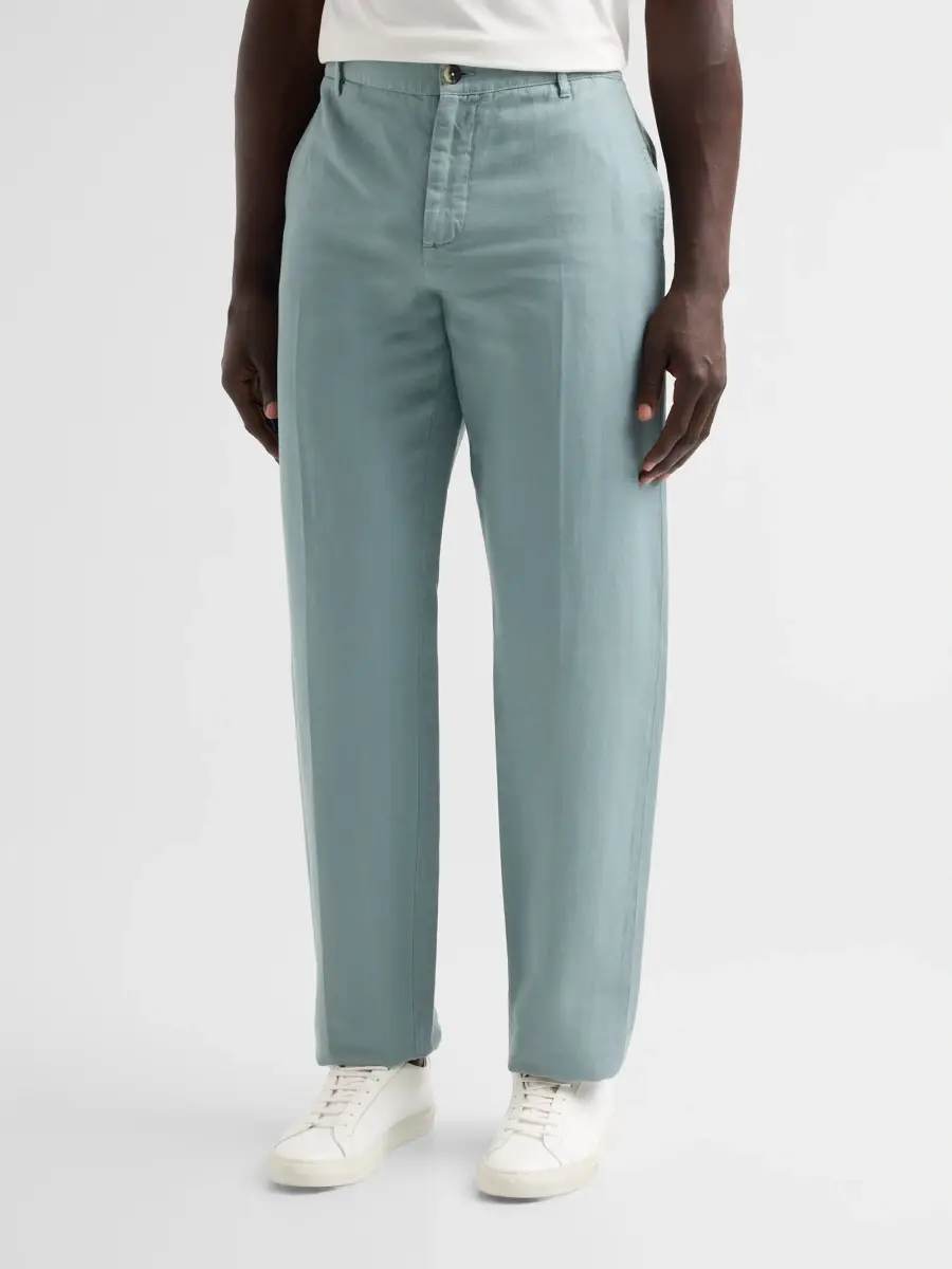 Isaia Men's Cotton-Linen-Blend Crease-Front Pants | Thumbnail 4