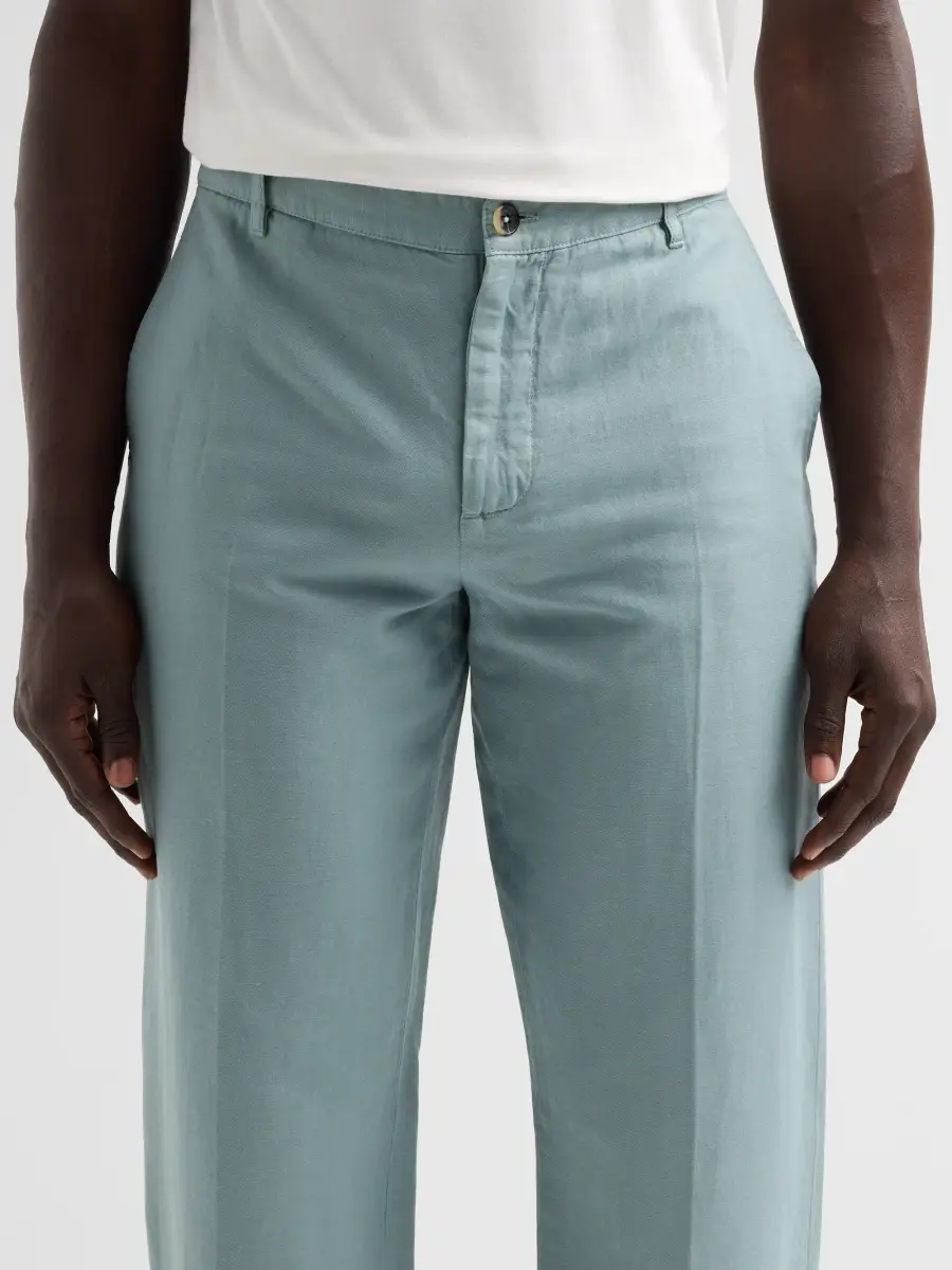 Isaia Men's Cotton-Linen-Blend Crease-Front Pants | Thumbnail 5