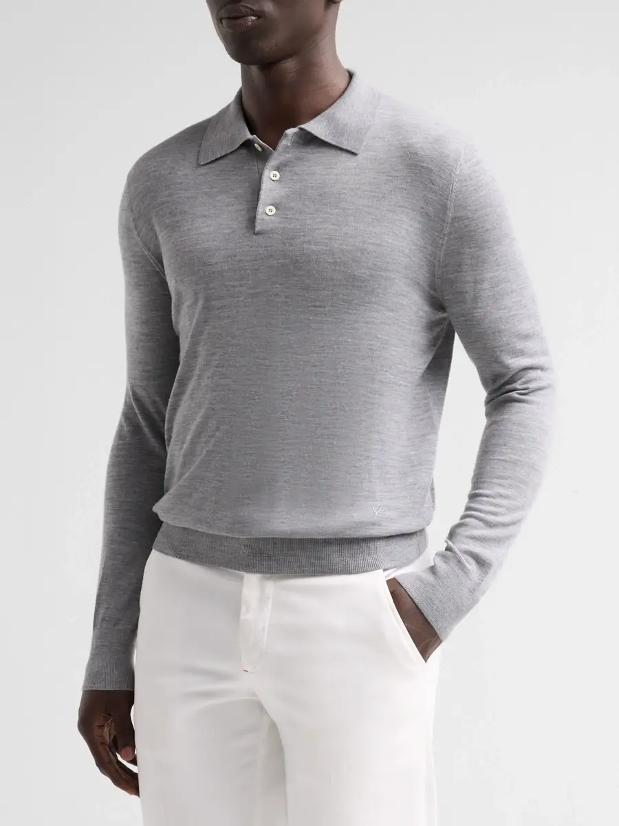 Isaia Men's Wool Polo Sweater | Thumbnail 4 Isaia Men's Wool Polo Sweater | Thumbnail 4