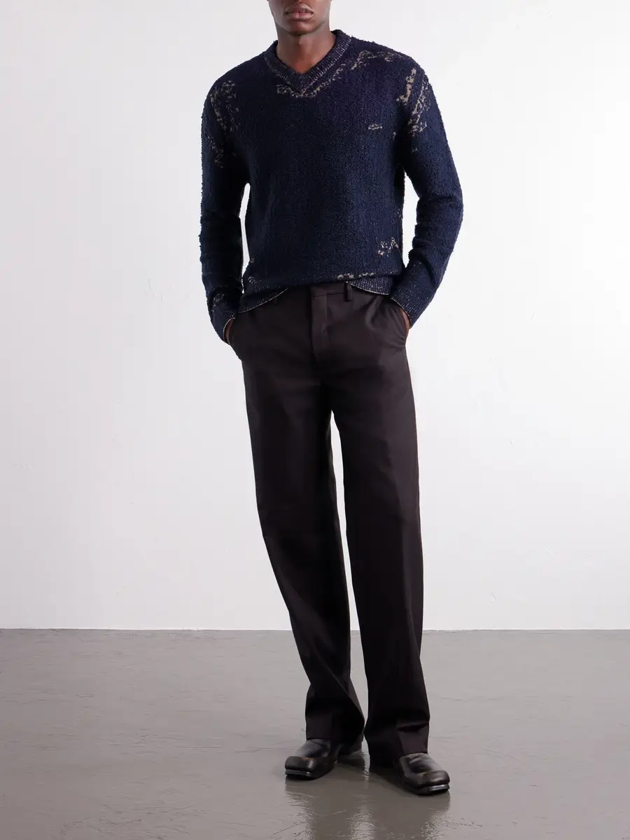 Maison Margiela Acid-Effect Bouclé-Jacquard Cotton-Blend Sweater - Men | Thumbnail 2 Maison Margiela Acid-Effect Bouclé-Jacquard Cotton-Blend Sweater - Men | Thumbnail 2
