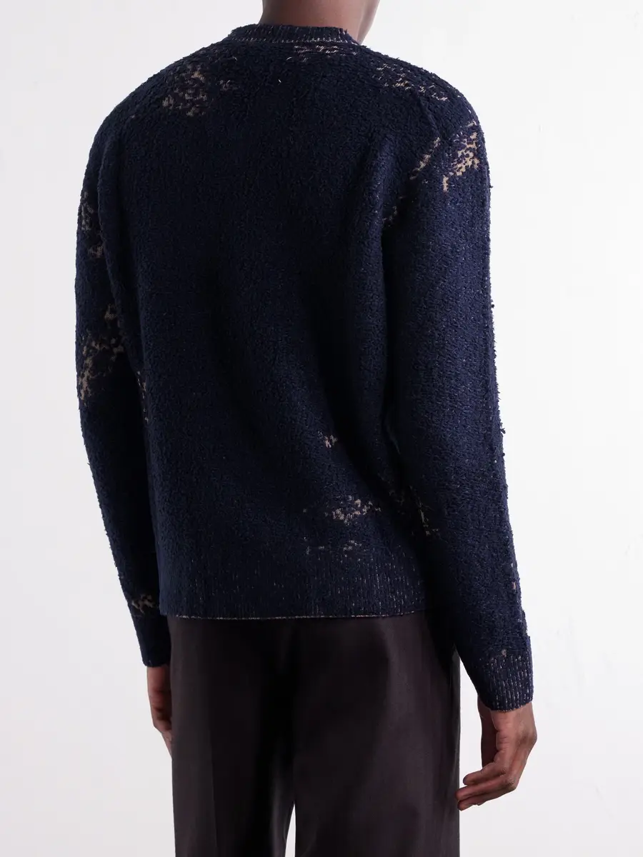 Maison Margiela Acid-Effect Bouclé-Jacquard Cotton-Blend Sweater - Men | Thumbnail 4 Maison Margiela Acid-Effect Bouclé-Jacquard Cotton-Blend Sweater - Men | Thumbnail 4