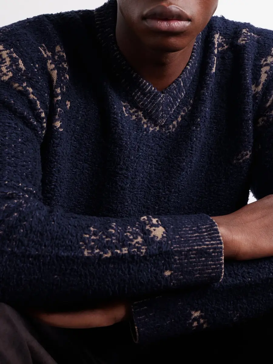 Maison Margiela Acid-Effect Bouclé-Jacquard Cotton-Blend Sweater - Men | Thumbnail 5 Maison Margiela Acid-Effect Bouclé-Jacquard Cotton-Blend Sweater - Men | Thumbnail 5