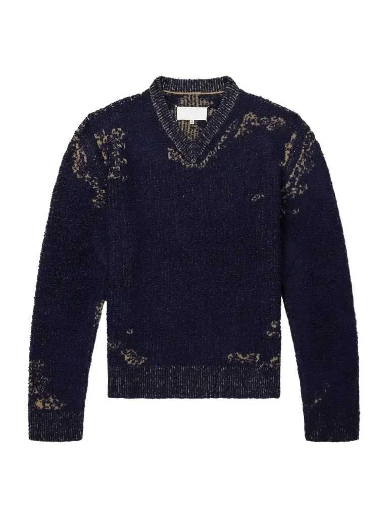 Acid-Effect Bouclé-Jacquard Cotton-Blend Sweater - Men Acid-Effect Bouclé-Jacquard Cotton-Blend Sweater - Men