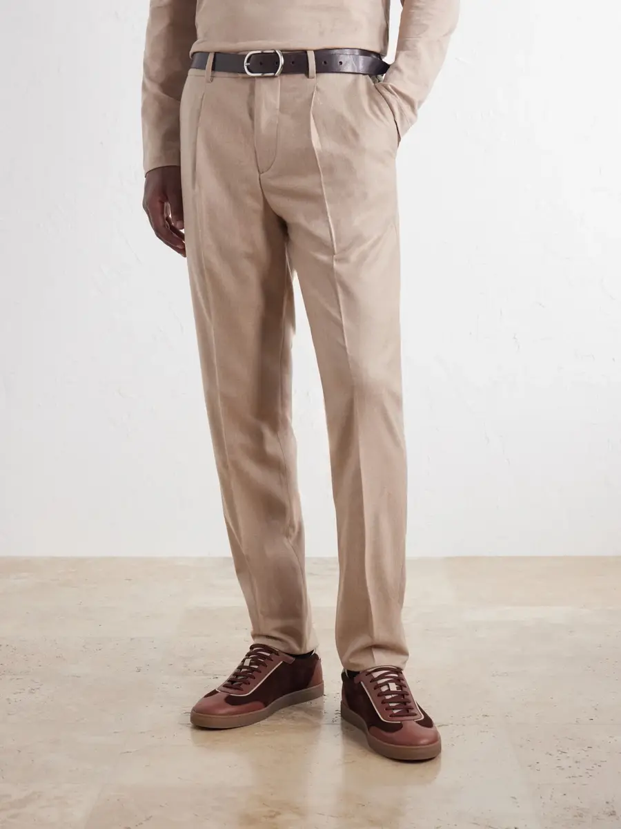 Brunello Cucinelli Coda Di Rondine Leather-Trimmed Suede Sneakers - Men | Thumbnail 2