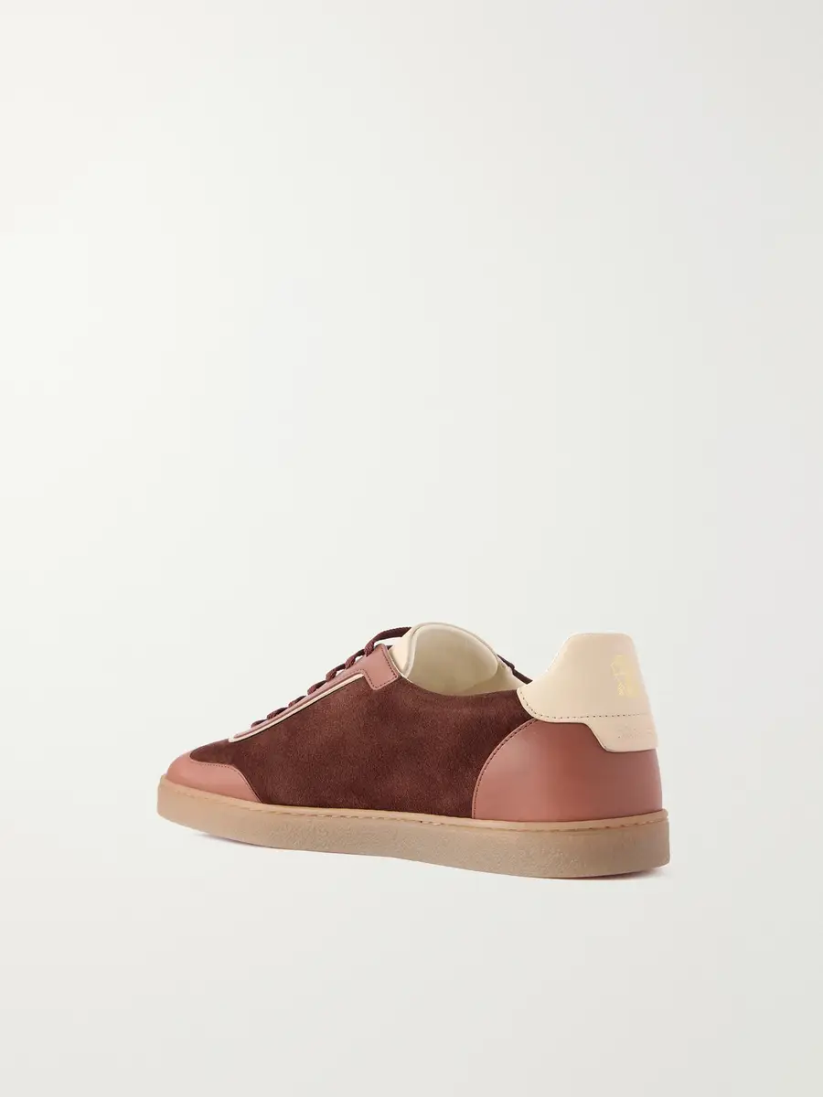 Brunello Cucinelli Coda Di Rondine Leather-Trimmed Suede Sneakers - Men | Thumbnail 4