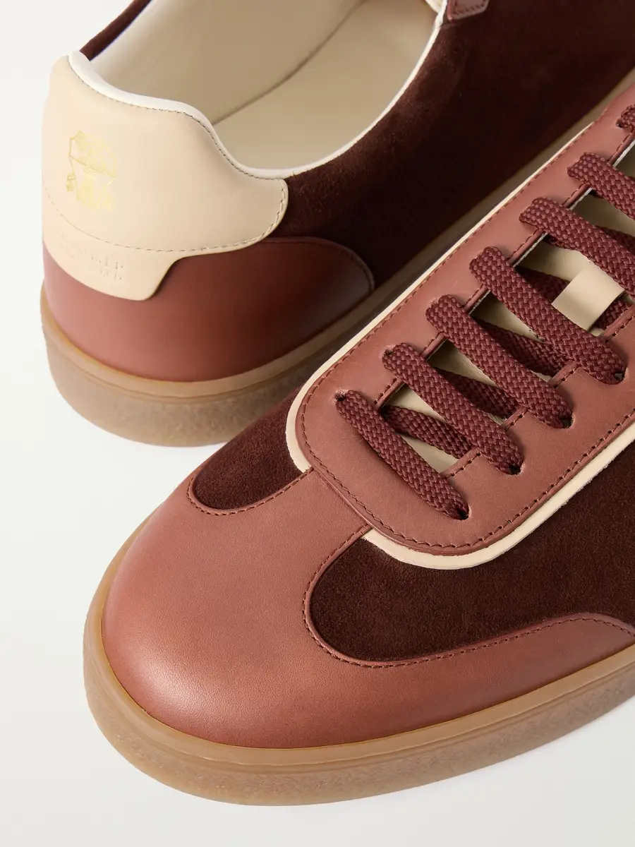 Brunello Cucinelli Coda Di Rondine Leather-Trimmed Suede Sneakers - Men | Thumbnail 5