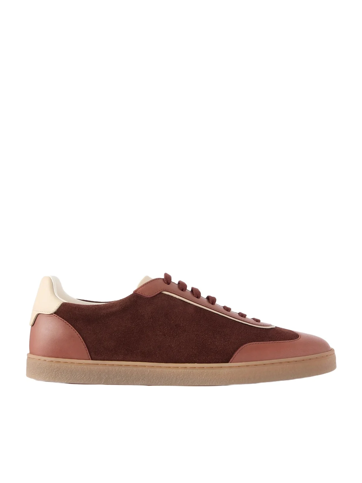 Brunello Cucinelli Coda Di Rondine Leather-Trimmed Suede Sneakers - Men