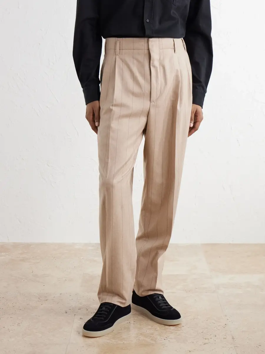 Brunello Cucinelli Striped Pleated Straight-Leg Wool-Silk and Cashmere-Blend Flannel Suit Trousers - Men | Thumbnail 3 Brunello Cucinelli Striped Pleated Straight-Leg Wool-Silk and Cashmere-Blend Flannel Suit Trousers - Men | Thumbnail 3