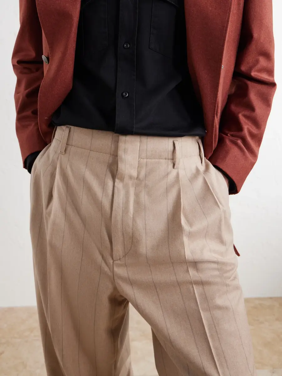 Brunello Cucinelli Striped Pleated Straight-Leg Wool-Silk and Cashmere-Blend Flannel Suit Trousers - Men | Thumbnail 5 Brunello Cucinelli Striped Pleated Straight-Leg Wool-Silk and Cashmere-Blend Flannel Suit Trousers - Men | Thumbnail 5