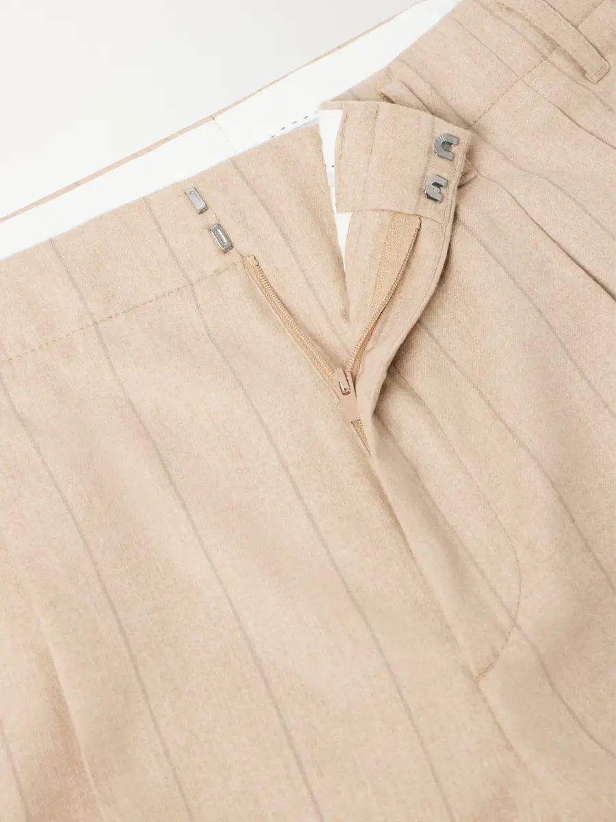 Brunello Cucinelli Striped Pleated Straight-Leg Wool-Silk and Cashmere-Blend Flannel Suit Trousers - Men | Thumbnail 6 Brunello Cucinelli Striped Pleated Straight-Leg Wool-Silk and Cashmere-Blend Flannel Suit Trousers - Men | Thumbnail 6