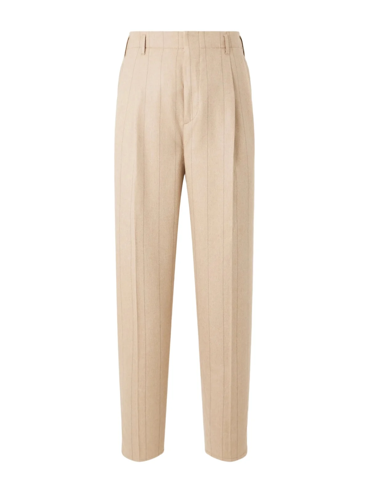 Brunello Cucinelli Striped Pleated Straight-Leg Wool-Silk and Cashmere-Blend Flannel Suit Trousers - Men