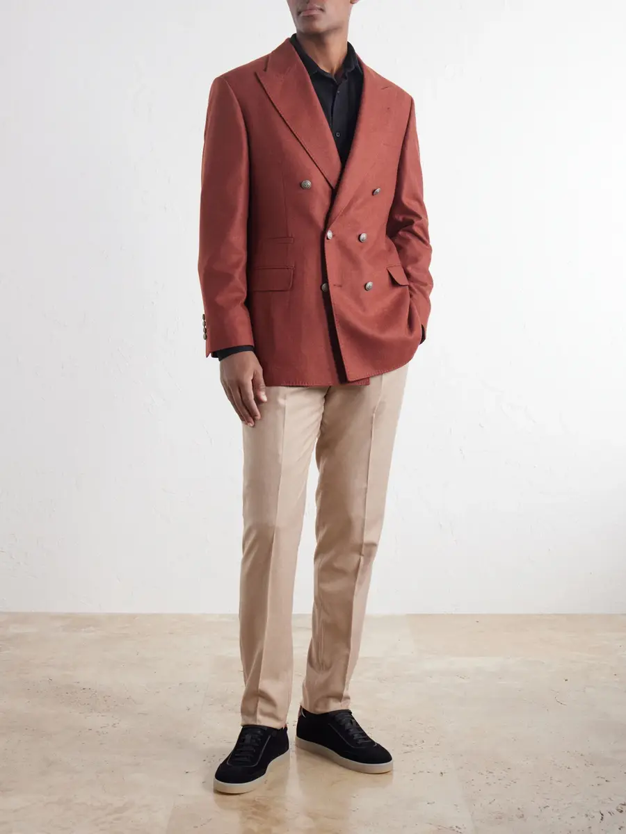 Brunello Cucinelli Double-Breasted Cashmere-Flannel Blazer - Men | Thumbnail 2