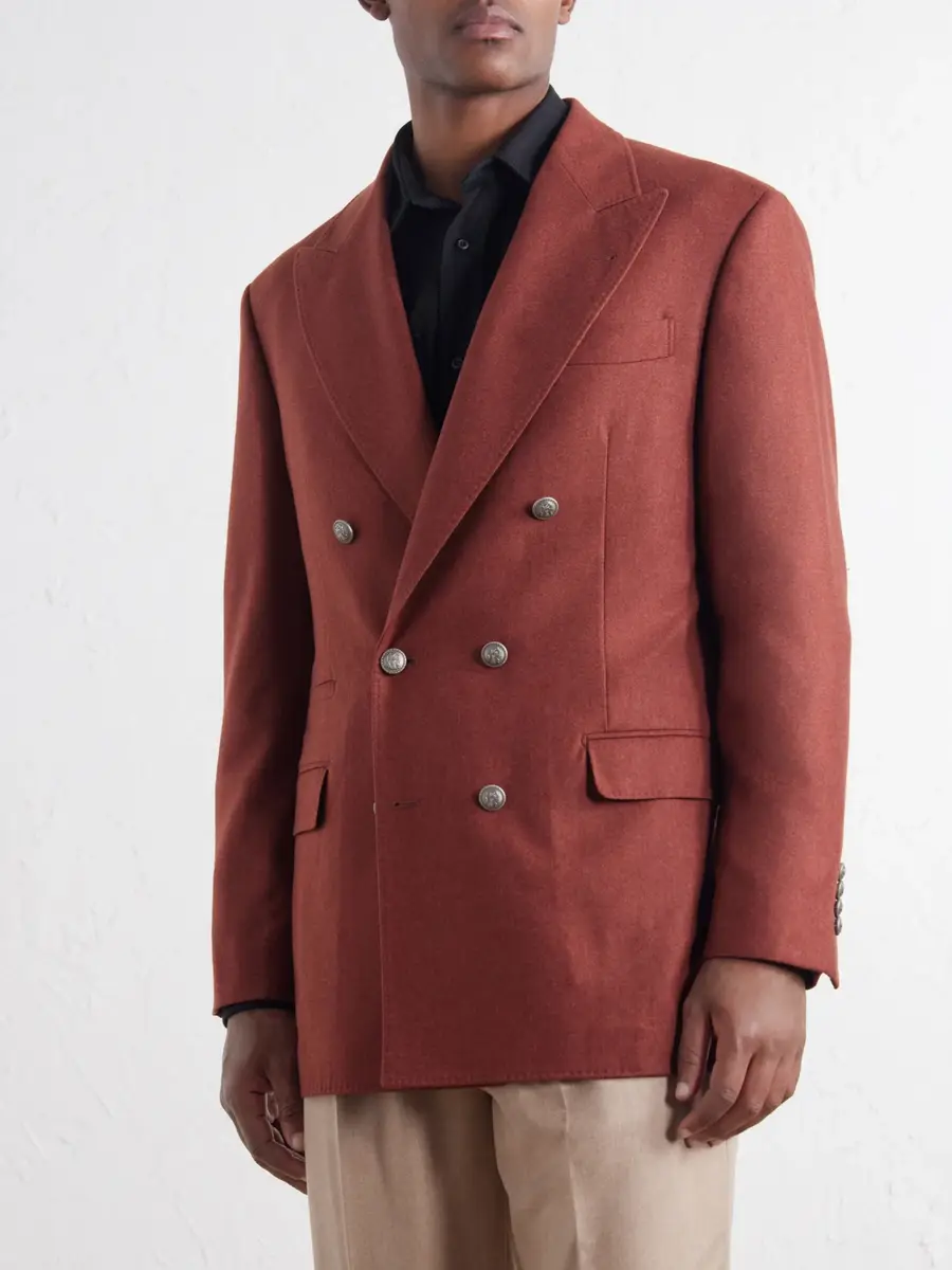 Brunello Cucinelli Double-Breasted Cashmere-Flannel Blazer - Men | Thumbnail 3