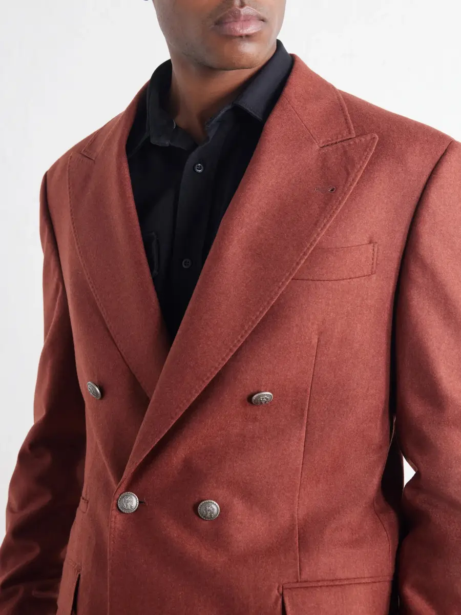 Brunello Cucinelli Double-Breasted Cashmere-Flannel Blazer - Men | Thumbnail 5