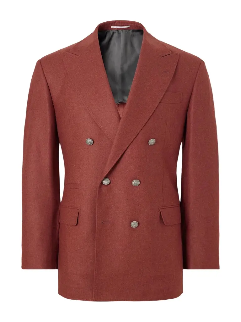 Brunello Cucinelli Double-Breasted Cashmere-Flannel Blazer - Men