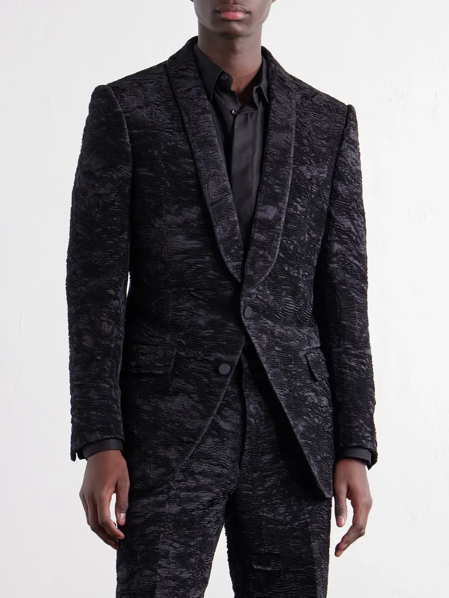 Tom Ford Astracan Plissé Silk Tuxedo Jacket - Men | Thumbnail 3 Tom Ford Astracan Plissé Silk Tuxedo Jacket - Men | Thumbnail 3