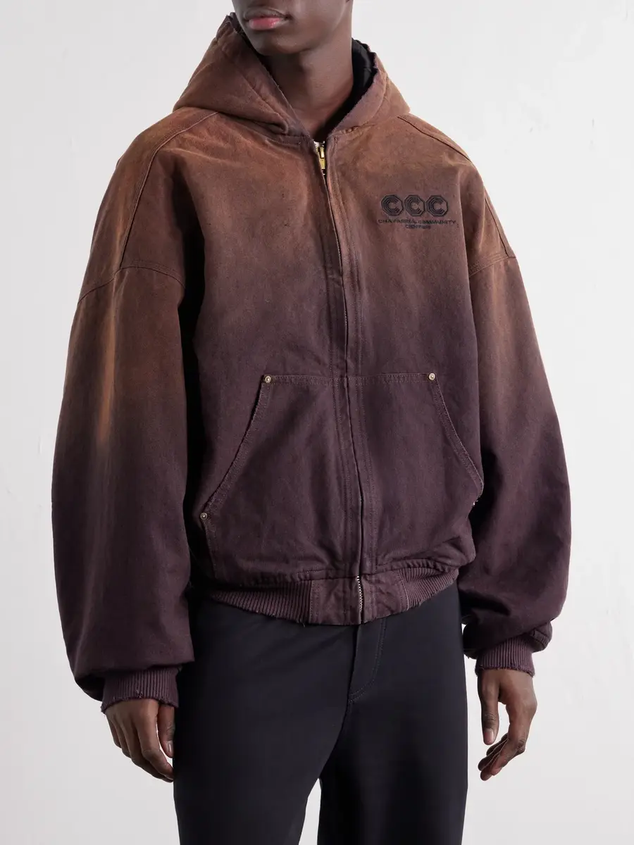 Willy Chavarria Juggernaut Logo-Embroidered Ombré Cotton-Canvas Bomber Jacket - Men | Thumbnail 3 Willy Chavarria Juggernaut Logo-Embroidered Ombré Cotton-Canvas Bomber Jacket - Men | Thumbnail 3