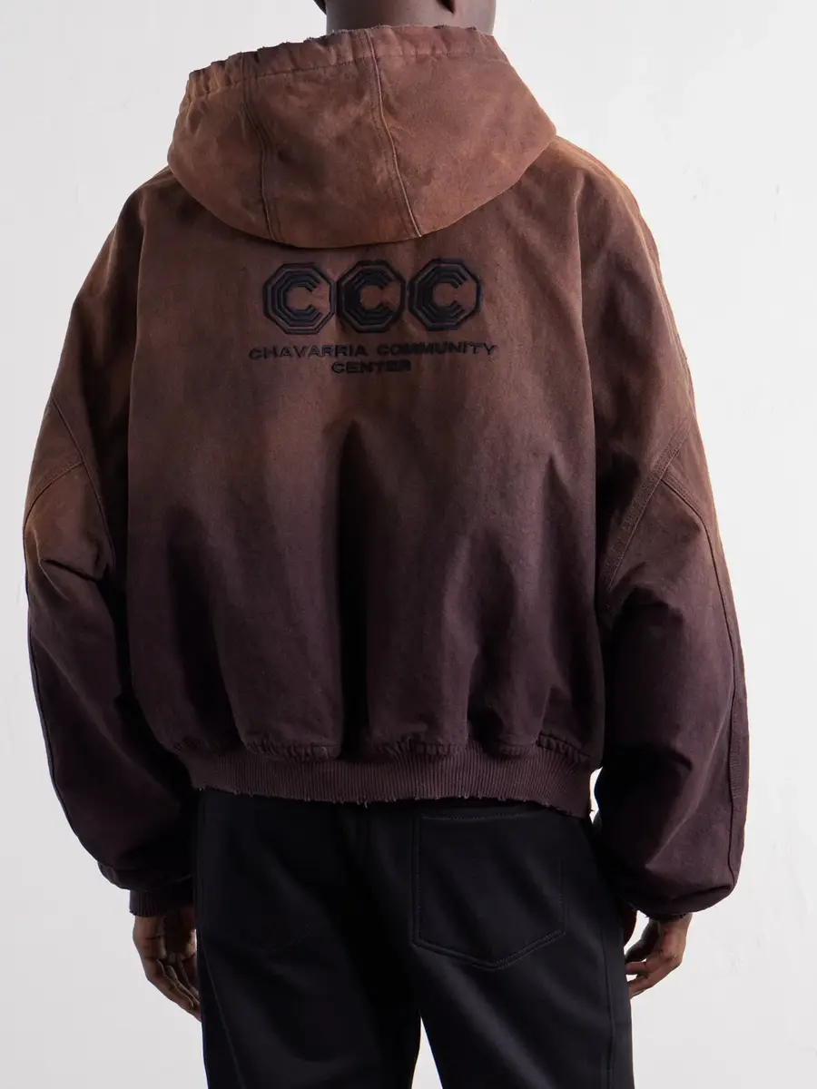 Willy Chavarria Juggernaut Logo-Embroidered Ombré Cotton-Canvas Bomber Jacket - Men | Thumbnail 4 Willy Chavarria Juggernaut Logo-Embroidered Ombré Cotton-Canvas Bomber Jacket - Men | Thumbnail 4