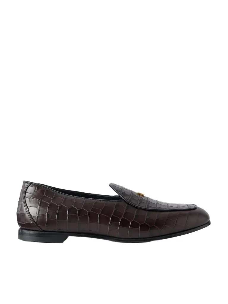 Aimé Leon Dore Logo-Embellished Croc-Effect Leather Loafers - Men