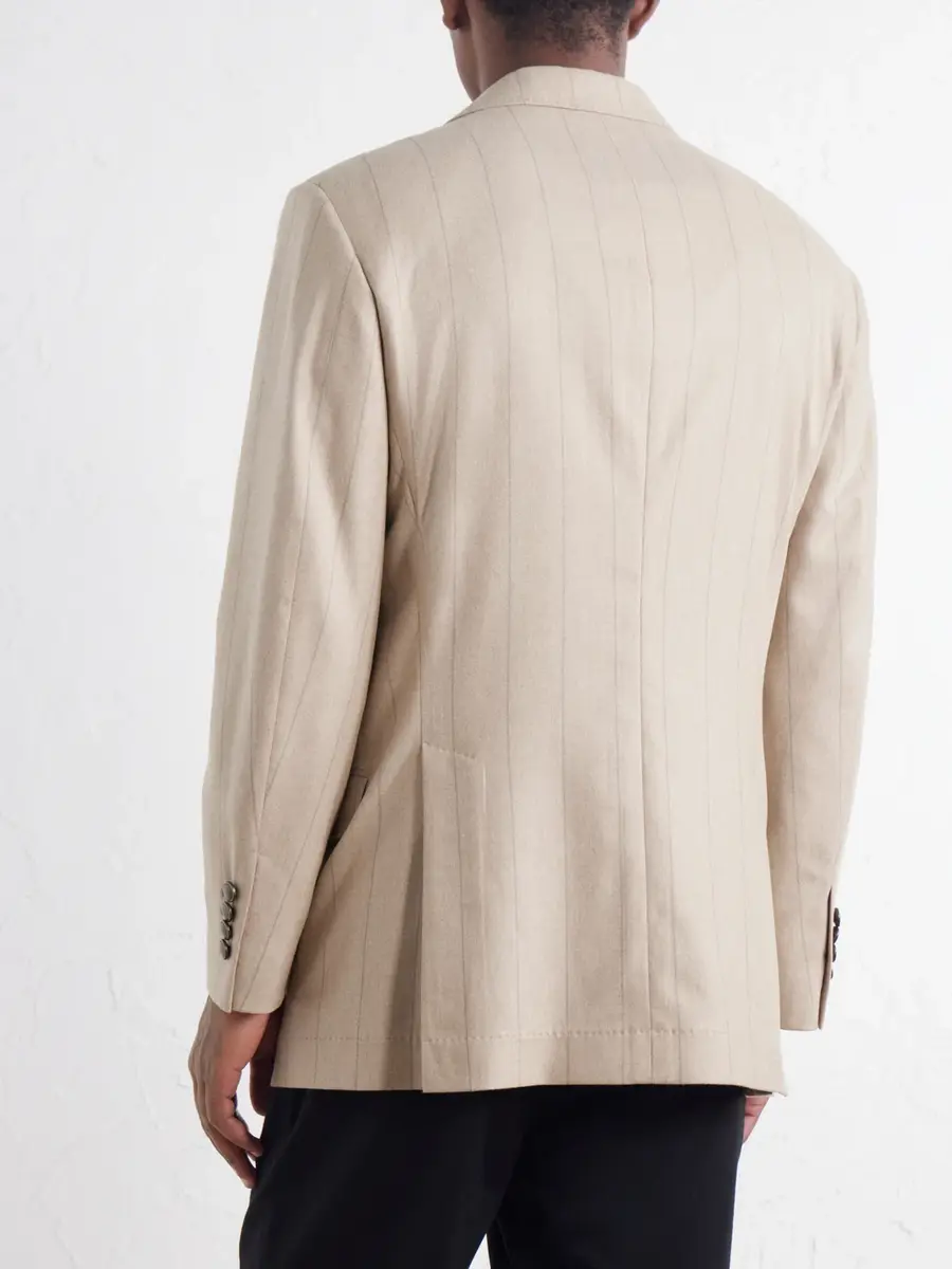 Brunello Cucinelli Pinstripe Wool, Silk and Cashmere-Blend Flannel Suit Jacket - Men | Thumbnail 4 Brunello Cucinelli Pinstripe Wool, Silk and Cashmere-Blend Flannel Suit Jacket - Men | Thumbnail 4