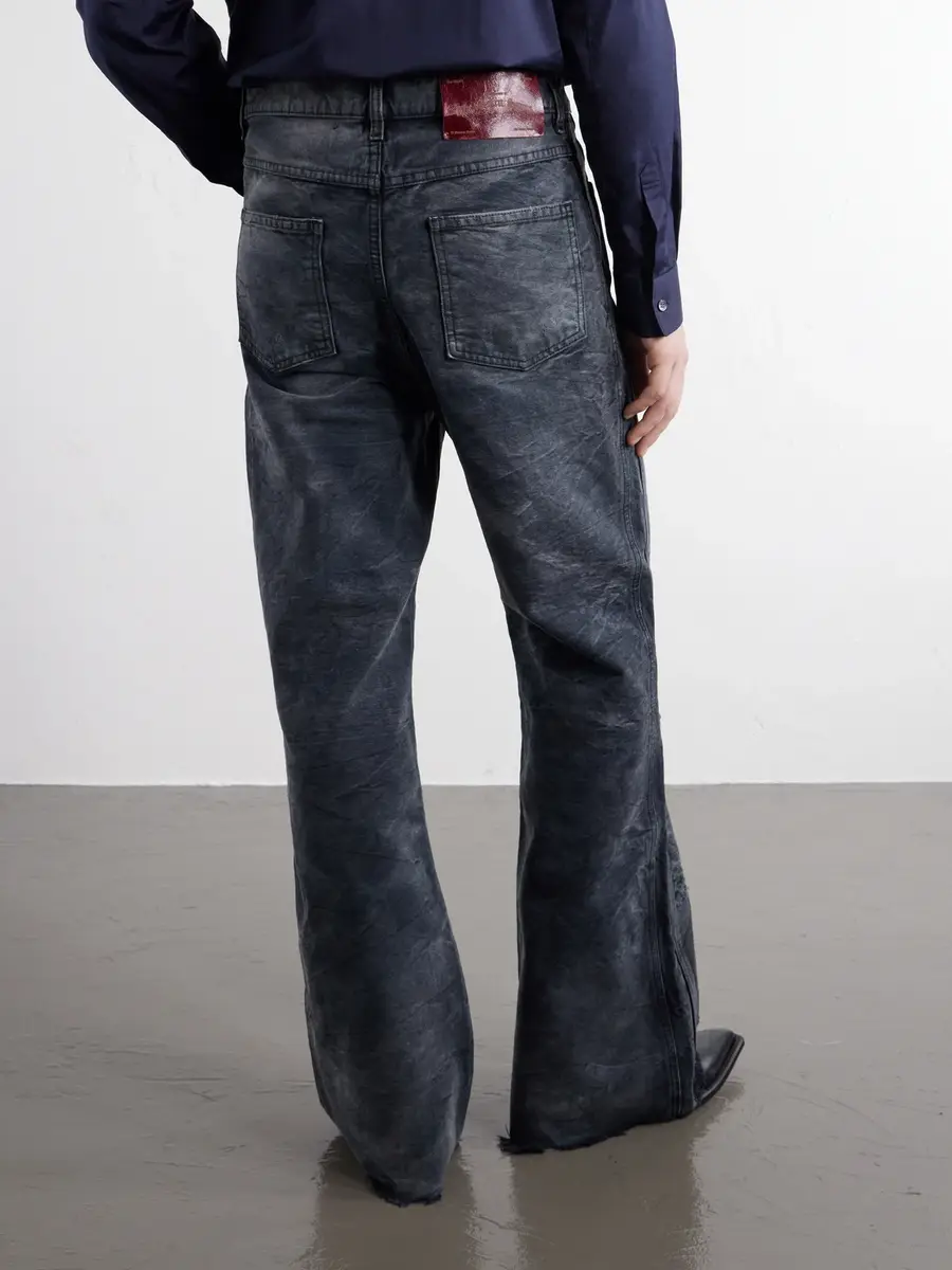 SEKRIT Chopper Carpenter Distressed Washed Mid-Rise Flared Jeans - Men | Thumbnail 4