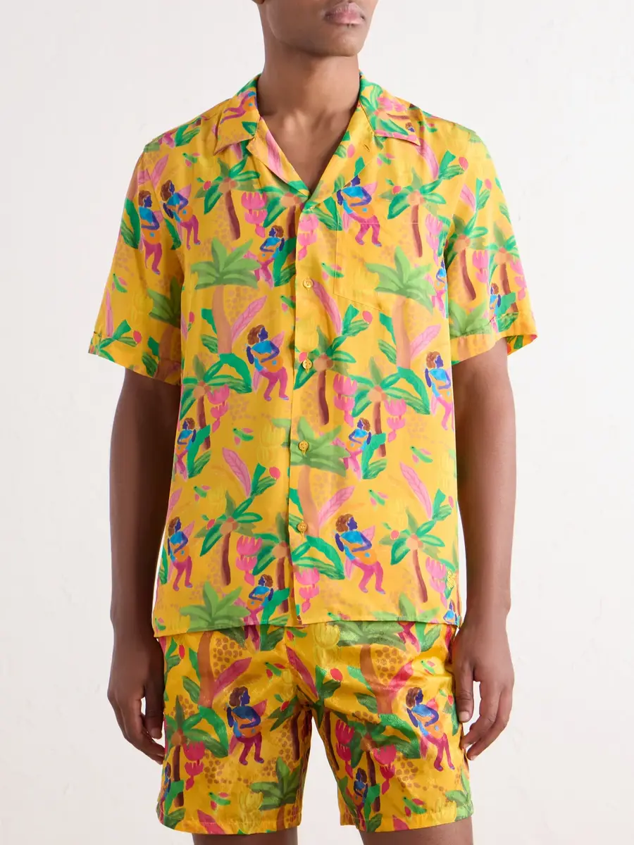 Vilebrequin Charli Camp-Collar Printed Habotai Shirt - Men | Thumbnail 3 Vilebrequin Charli Camp-Collar Printed Habotai Shirt - Men | Thumbnail 3