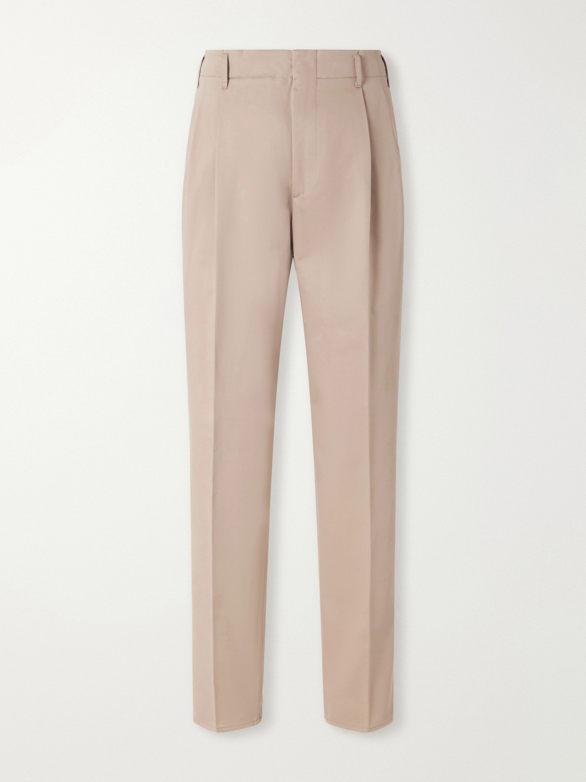 Brunello Cucinelli Tapered Pleated Cotton-Twill Trousers - Men