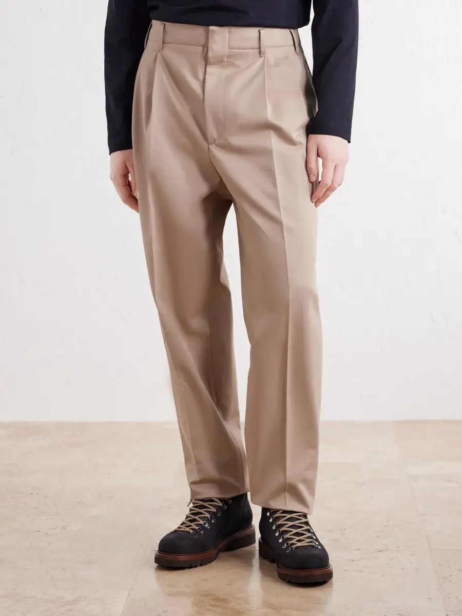 Brunello Cucinelli Tapered Pleated Cotton-Twill Trousers - Men | Thumbnail 3