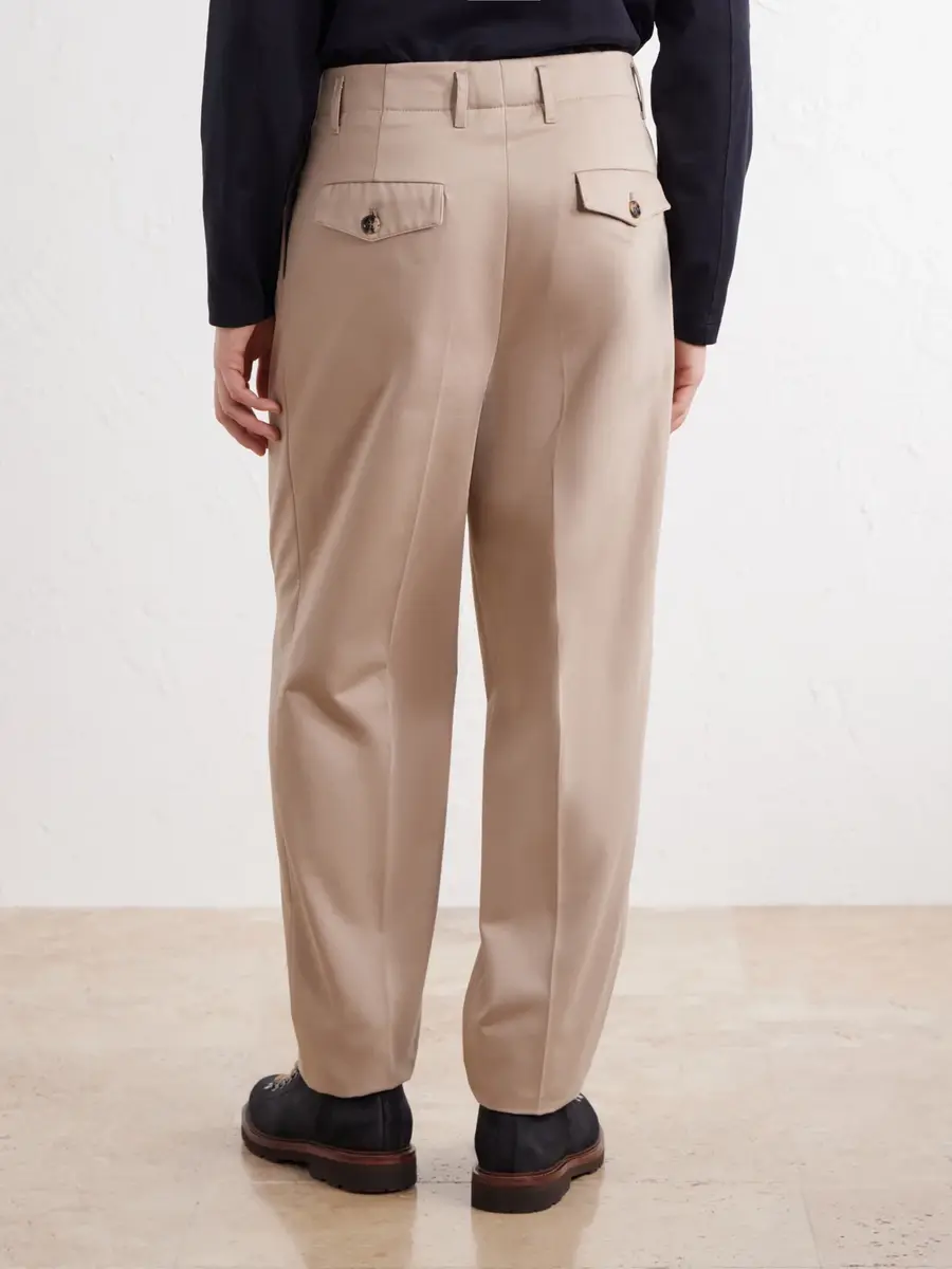 Brunello Cucinelli Tapered Pleated Cotton-Twill Trousers - Men | Thumbnail 4