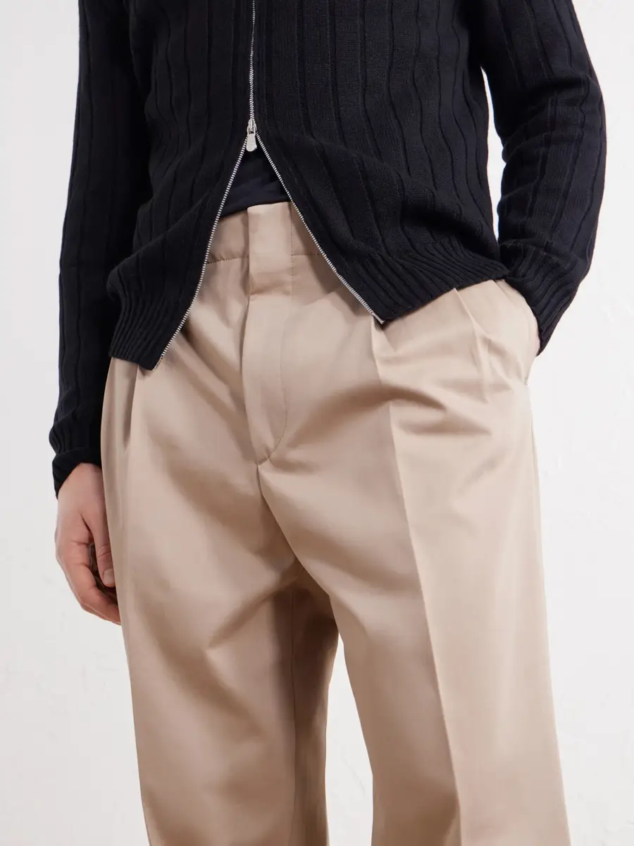 Brunello Cucinelli Tapered Pleated Cotton-Twill Trousers - Men | Thumbnail 5