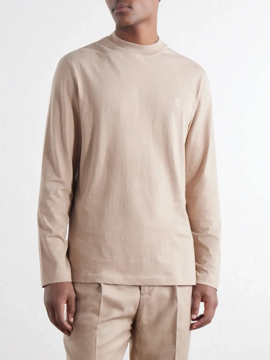 Brunello Cucinelli Logo-Embroidered Cotton-Jersey T-Shirt - Men | Thumbnail 3 Brunello Cucinelli Logo-Embroidered Cotton-Jersey T-Shirt - Men | Thumbnail 3