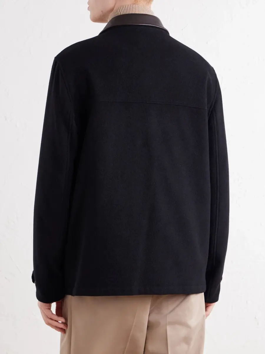 Brunello Cucinelli Leather-Trimmed Cashmere-Felt Jacket - Men | Thumbnail 4 Brunello Cucinelli Leather-Trimmed Cashmere-Felt Jacket - Men | Thumbnail 4