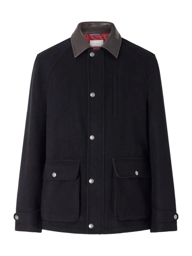 Leather-Trimmed Cashmere-Felt Jacket - Men Leather-Trimmed Cashmere-Felt Jacket - Men