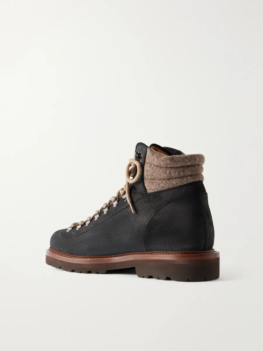Brunello Cucinelli Waxed-Suede Hiking Boots - Men | Thumbnail 4 Brunello Cucinelli Waxed-Suede Hiking Boots - Men | Thumbnail 4