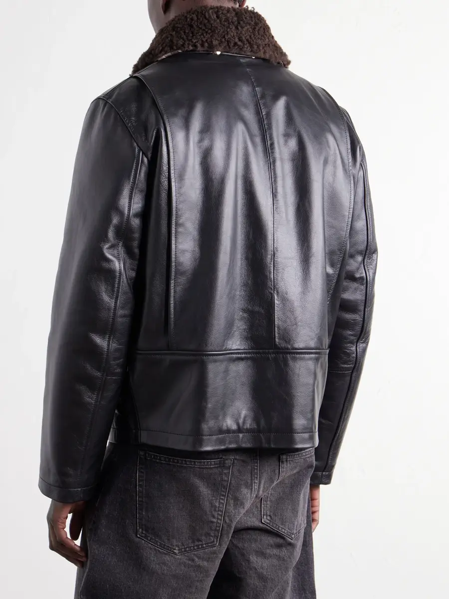 Paul Smith Shearling-Trimmed Leather Jacket - Men | Thumbnail 4
