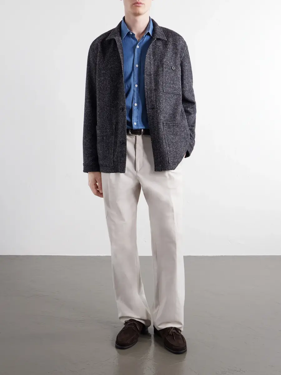 Anderson & Sheppard Herringbone Wool Overshirt - Men | Thumbnail 2 Anderson & Sheppard Herringbone Wool Overshirt - Men | Thumbnail 2