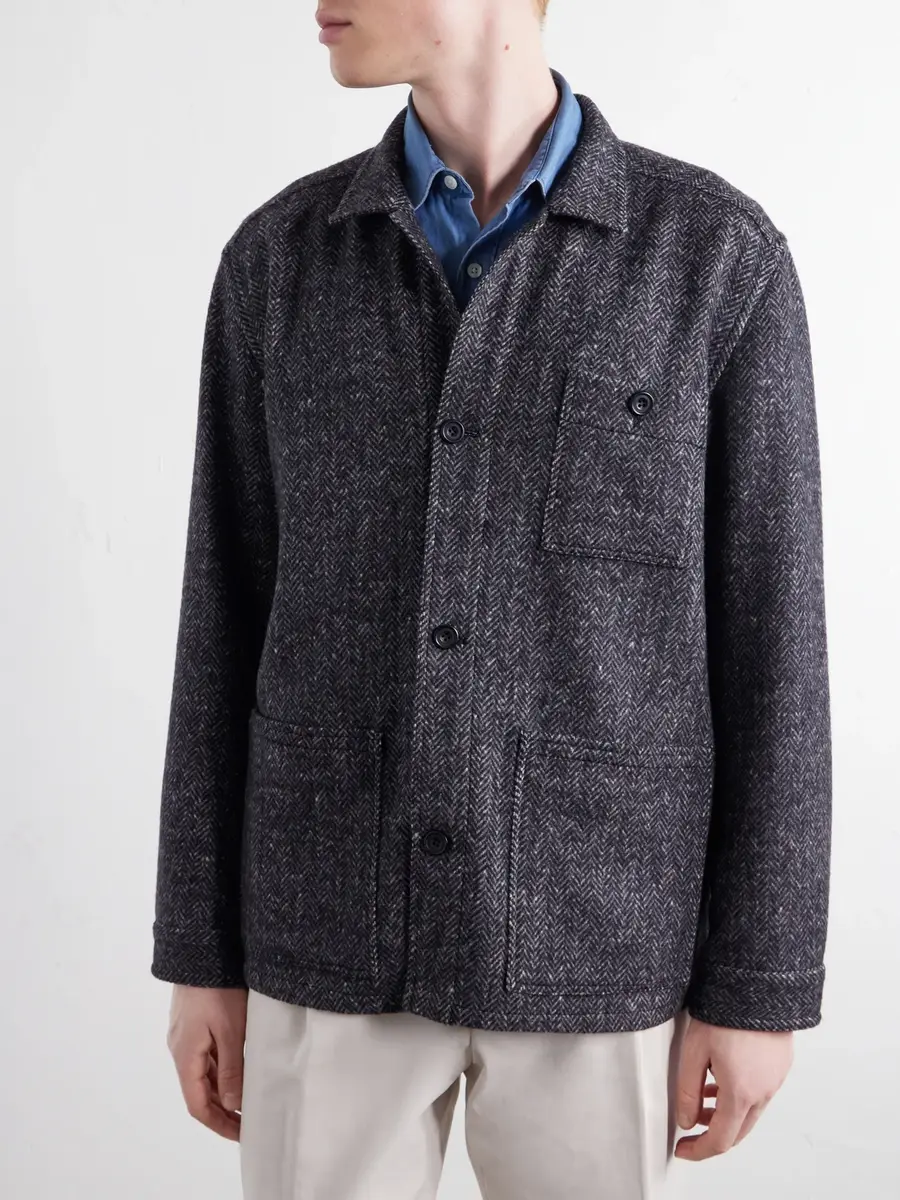 Anderson & Sheppard Herringbone Wool Overshirt - Men | Thumbnail 3 Anderson & Sheppard Herringbone Wool Overshirt - Men | Thumbnail 3
